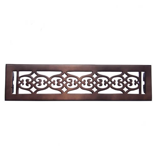 "Flower" Bronze Wall Register with Louver - 2-1/4" x 14" (3-7/8" x 15-1/4" Overall)